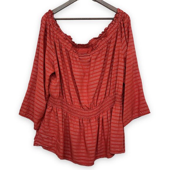 Lane Bryant Blouse Top Women's Size 22/24‎ Off-the-Shoulders Elastic Neckline - Picture 2 of 12